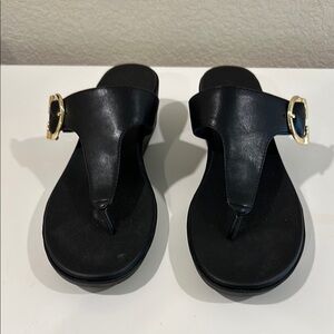 Aerosoles black sandals with gold adjustable buckle size 10